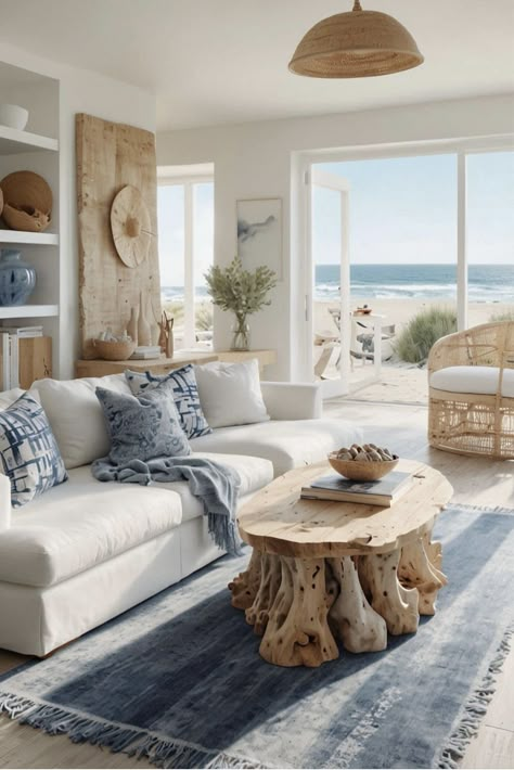 Modern Beach Home Decor, Lake House Aesthetic Interior, Beachy Apartment, Coastal Styling, Beachy Farmhouse, Vintage Apartment Decor, Beachy Living Room, Country Designs, Vintage Apartment