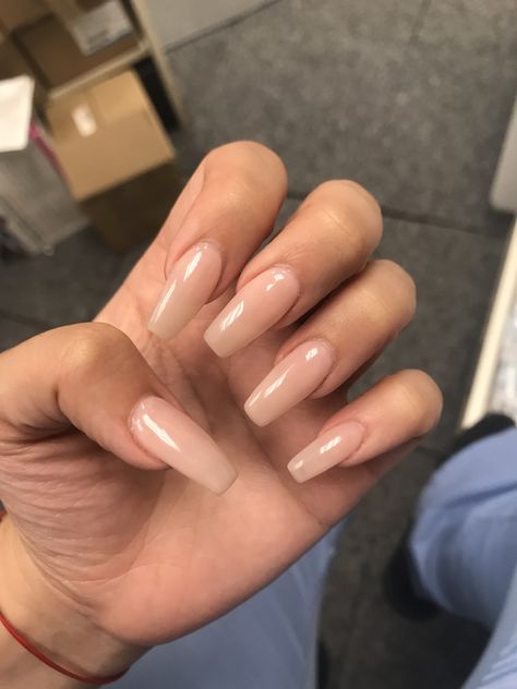 Light Cream Nails, Neutral Nail Designs Coffin, Acrylic Nails Nude Colors, Put It In Neutral Nails, Nails Cream Color, Light Nude Nails, Coffin Shape Acrylic Nails, Acrylic Nails With Gel Polish, Shape Acrylic Nails