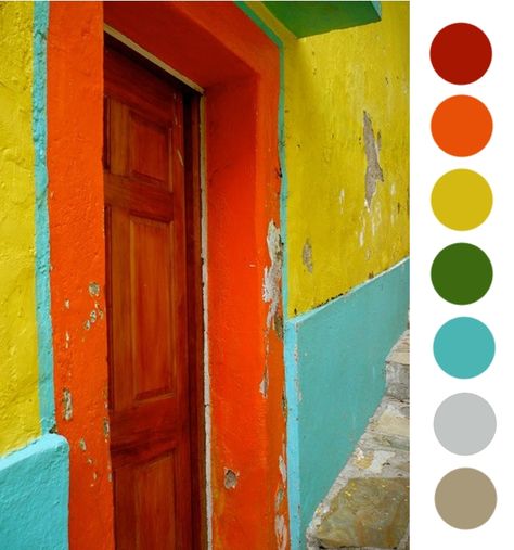 why is this gorgeous in the picture but wouldn't be gorgeous if my house really looked like this?! great color palette Mexican Color Palette, Western Colors, Mexican Colors, Spanish Hacienda, Blog Designs, Mexican Home, Mexican Decor, Dark Interiors, Mexican Style