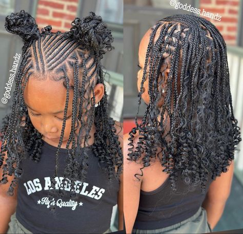 Braided Hairstyles For Black Teens, Braids For Kids Girl Hairstyles, Christmas Hairstyles For Kids Black, Kids Fulani Braids, Kid Braid Styles With Beads, Cute Hairstyles For Black Kids, Flip Over Fulani Braids, Kids Braided Hairstyles With Beads, Girls Braided Hairstyles Kids