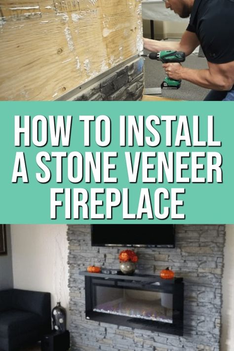 Here are 10 easy steps for how to install a stone veneer fireplace. This is a great way to add value to your home's appearance and give a room new life. How To Install Stone Veneer Fireplace, Ledger Stone Fireplace, Veneer Fireplace, Fireplace Makeovers, Stone Veneer Fireplace, Ledger Stone, Fireplace Facing, Ventless Fireplace, Brick Fireplace Makeover