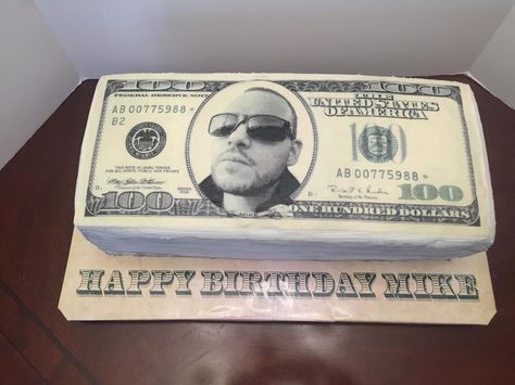 Cake Dollar Birthday, Dolar Cake Ideas, Dollar Cake Design For Men, Dollar Cake Design, Money Birthday Cake For Men, Money Cake Ideas For Men, Money Themed Cake, Dollar Bill Cake, 18th Birthday Ideas For Boys