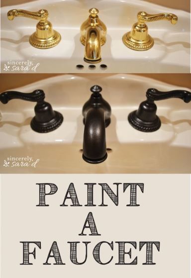 Transform brass into oil rubbed bronze! Home Upgrades, Painting Bathroom, Diy Home Improvement, Diy Bathroom, How To Paint, Bathroom Makeover, Cheap Home Decor, Bathroom Faucets, Bathroom Fixtures