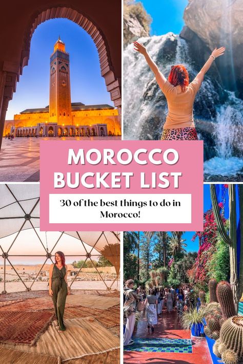 Ready to explore Morocco? I've curated a list of 30 must-have experiences that will make your trip unforgettable. From wandering through vibrant souks to trekking the stunning Atlas Mountains, this guide has it all! 🌍🏞📌 Dreaming of an adventure? Click to read the blog post and start planning your Moroccan adventure today! 📝✈ #MoroccoTravel #BucketList #TravelGoals #Morocco Morocco Travel Guide, Morocco Trip, Morocco Itinerary, Red City, Rent Car, Travel Morocco, Visit Morocco, Morocco Travel, Visit Europe