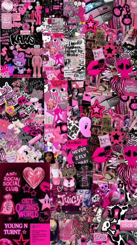 Y2k Pink Collage, Pink Courtroom, Random Collage, Y2k Collage, Black Collage, Pink Collage, Y2k Era, Pink Y2k, Wallpaper Ipad