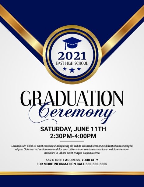 Graduation Ceremony Invitation, Strength In The Lord, Graduation Background, Graduation Invitation Design, Graduation Invitation Cards, Template Graduation, School Fair, East High School, Graduation Poster