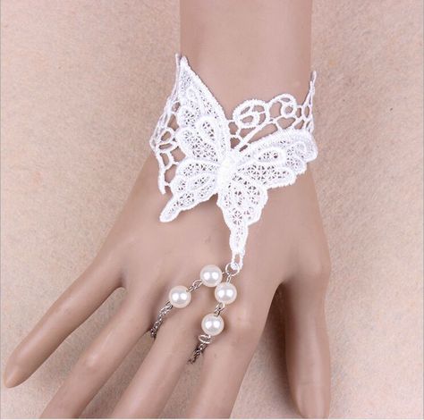 Party Wristbands, Gloves Lace, Lace Fingerless Gloves, Crochet Bracelet Pattern, Lace Butterfly, Butterfly Lace, Silk Bracelet, Wedding Hands, Crochet Crop Top Pattern