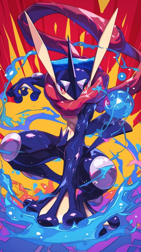 Greninja in the style of Jujutsu Kaisen made by Silverbloom Greninja Wallpaper Iphone, Pokemon Wallpaper Greninja, Greninja Drawing, Greninja Art, Greninja Wallpaper, Greninja Fanart, Shiny Greninja, Greninja Card, Greninja Pokemon