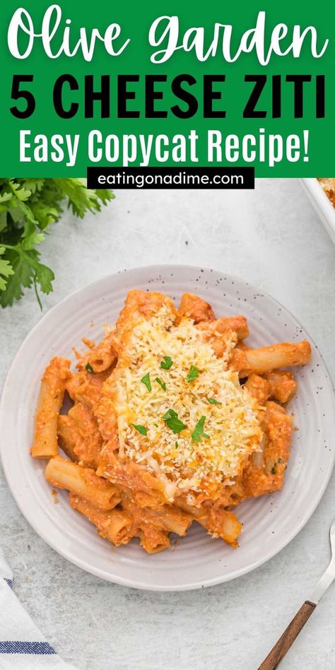 Five Cheese Ziti Recipe, 5 Cheese Rigatoni, Olive Garden 3 Cheese Ziti, Copycat Olive Garden 5 Cheese Ziti, Copycat Olive Garden Baked Ziti, Olive Garden 4 Cheese Marinara, Olive Garden Penne Pasta, Baked Ziti Olive Garden Recipe, Olive Garden Pasta Sauce