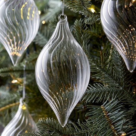 Swirled Glass Teardrop Ornaments (Set of 4) Christmas Tree Decorations Glass Clear Ornaments, Garden Accessories Decor, Teardrop Ornaments, Diamond Christmas, Clear Glass Ornaments, Modern Christmas Ornaments, Fall Bedding, Clear Ornaments, Christmas Themes Decorations