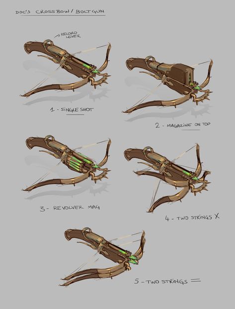 ArtStation - Toxic crossbow, Alexandre Coadou Crossbow Character Design, Crossbow Concept Art, Crossbow Drawing, Hand Crossbow, Dnd Druid, Steampunk Character, Crossbow Bolts, Perspective Drawing Architecture, Magic Items