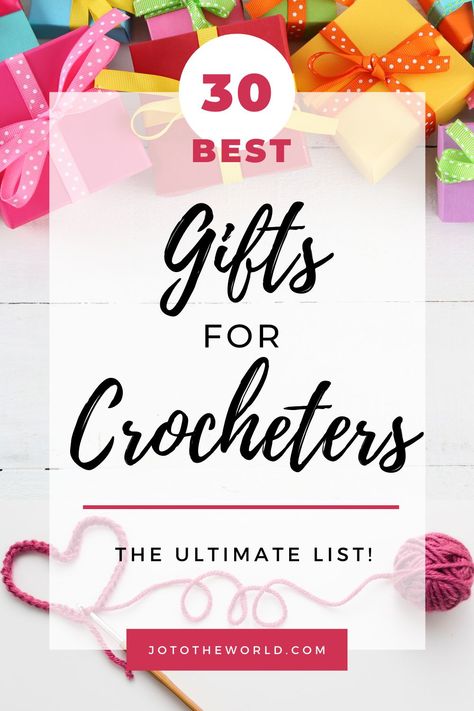 Looking for gifts for crocheters? This list of 30 gift ideas for crocheters will help you find gifts for people who crochet as each of these presents make perfect gifts for crochet lovers. Find the perfect Christmas, birthday, anniversary or just because gifts for the crocheter in your life. Gift Basket For Crochet Lovers, Crochet Christmas Gifts For Coworkers, Best Gifts For Crocheters, Crochet Gifts Ideas For Women, Gifts For A Crocheter, Gift For Crocheter, Crochet Lovers Gifts, Birthday Gift Crochet Ideas, Gift For Knitter