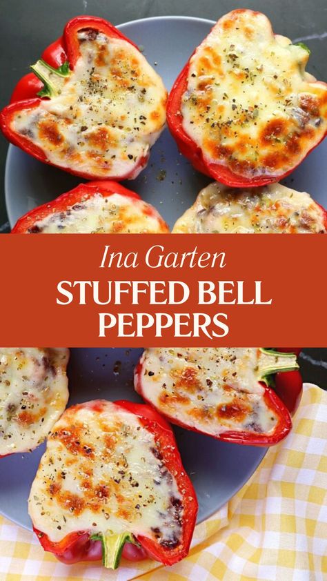 Ina Garten Stuffed Bell Peppers Stuffed Bell Peppers Ina Garten, Ina Garten Stuffed Peppers, Stuffed Bell Peppers With Marinara Sauce, Stuffed Bell Peppers Easy Recipe, Delish Stuffed Peppers, Stuffed Bell Peppers Italian Sausage, Italian Stuffed Peppers Recipe, Stuffed Peppers For Two, Bell Pepper Recipes Stuffed