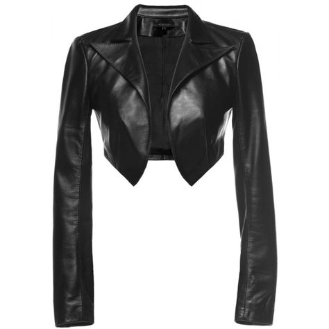 Leka - Cropped Leather Jacket (755 PEN) ❤ liked on Polyvore featuring outerwear, jackets, black, crop, jacket/sweater, jackets/vests, 100 leather jacket, leather jackets, cropped leather jacket and real leather jackets Mode Monochrome, White Cropped Jacket, Black Cropped Jacket, Goth Outfit, White Leather Jacket, Bolero Shrug, Cropped Leather Jacket, Real Leather Jacket, Genuine Leather Jackets