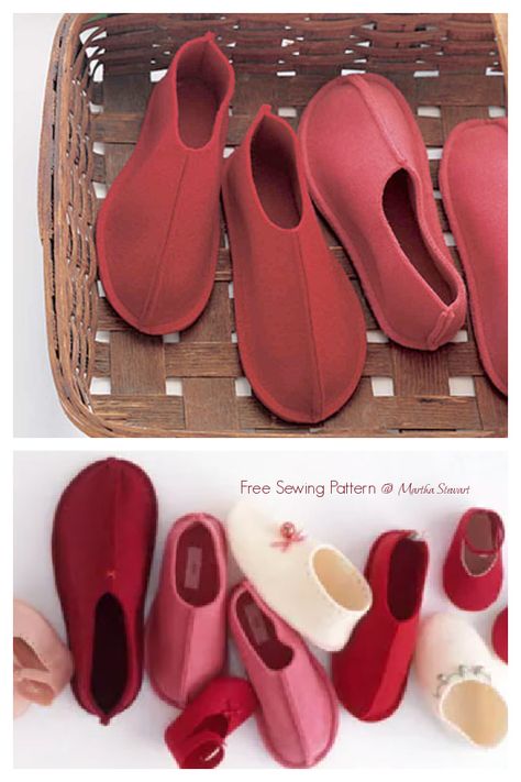 Diy Felt Slippers Pattern, Felt Slippers Diy Free Pattern, Felt Shoes Pattern, Felted Slippers Pattern Free, Diy Leather Slippers, Diy Slippers Pattern, Free Slipper Patterns Sewing, Free Slipper Patterns, Leather Slippers Pattern