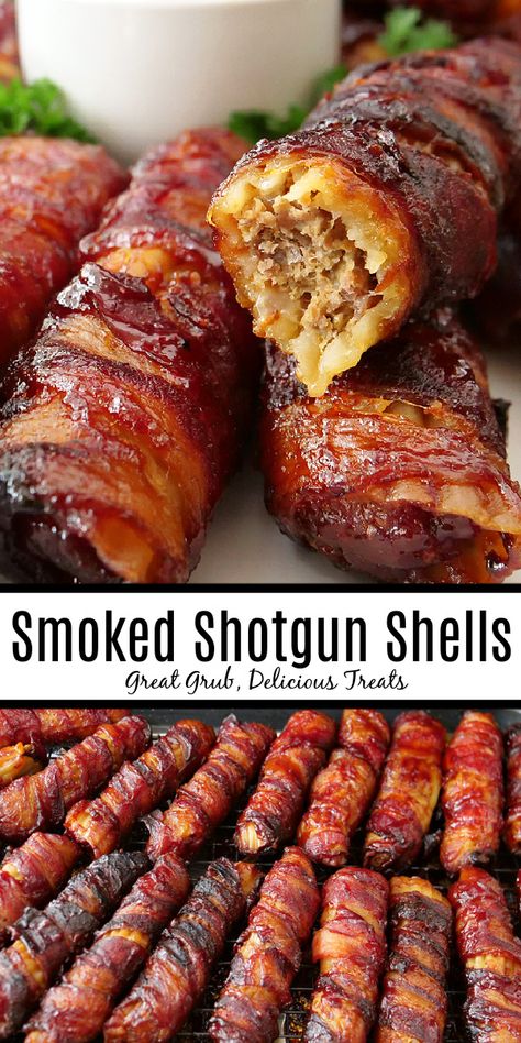 Smoked Shotgun Shells, Grill Foods, Summer Appetizers, Pellet Grill Recipes, Traeger Recipes, Smoked Meat Recipes, Stuffed Shells Recipe, Delicious Appetizer Recipes, Best Appetizer Recipes