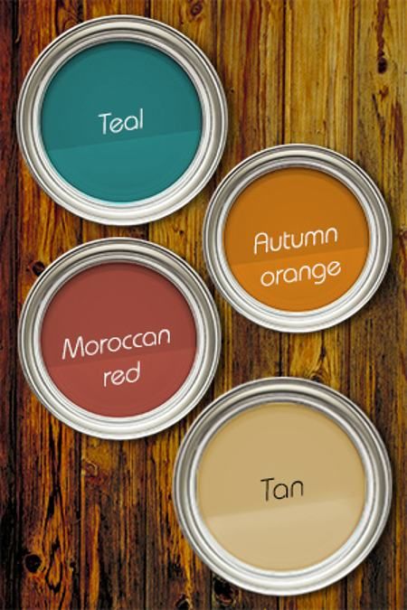 Teal   Moroccan Red   Autumn Orange   Tan Orange And Teal Aesthetic, Teal Living Rooms, Teal Decor, Big Room, Living Room Orange, Yellow Living Room, Kitchen Colour Schemes, Teal Walls, Living Room Red