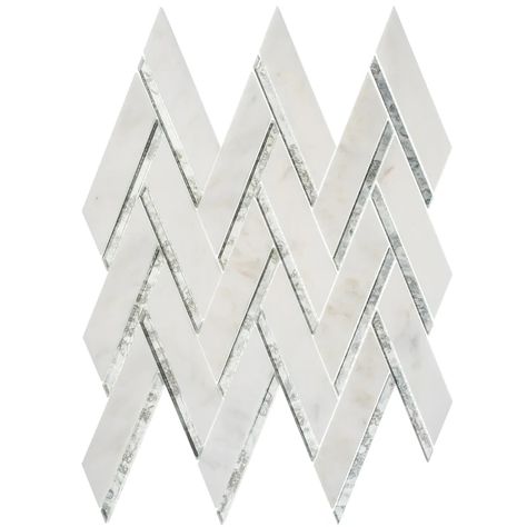 Mosaic Shower Wall, Porcelain Mirror, Herringbone Mosaic Tile, Marble Herringbone, Statement Tiles, Stone Mirror, Mosaic Floor Tile, White Shades, Herringbone Tile