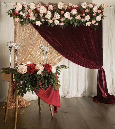 Burgundy Black And Gold Backdrop, Burgundy Photo Backdrop, Burgundy Gold Backdrop, Burgundy And Gold Backdrop, Burgundy Wedding Backdrop, Hiasan Pentas, Burgundy Backdrop, Burgundy Decor, 50th Wedding Anniversary Decorations