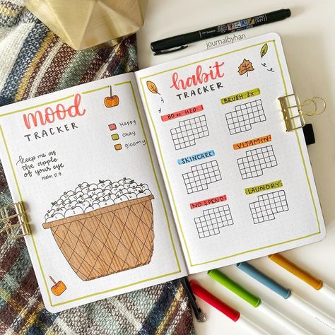 September Bullet Journal Habit Tracker, Apple Bullet Journal Theme, Dream Tracker Bullet Journal, Apple Bullet Journal, September Habit Tracker, September Mood Tracker, Mood Habit Tracker, March Bujo, Bujo Themes