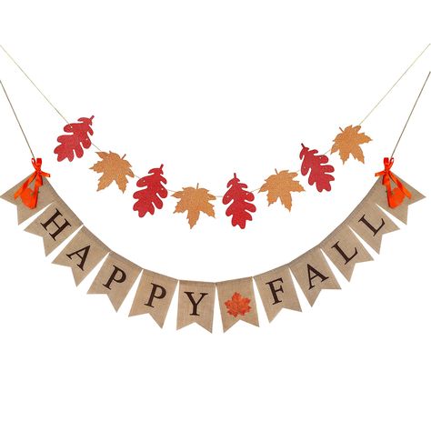 PRICES MAY VARY. 🍁DURABLE AND REUSABLE FARMHOUSE DECOR – Happy fall banner made of 100% natural jute, maple leaf banner made of glitter paper, perfect for your rustic farmhouse decor style, that is durable and reusable, can be easily folded for storage. 🍁PERFECT FALL DECOR FOR HOME – Happy fall banner 5 * 7-inch and 2.5 meters / 8.2 feet long. Maple leaf banner is 4.3*4.5Inch and 8.2 feet long. Perfect size for festival, Thanksgiving Day home, mantle, fireplace bunting and garland decoration. Fall Decorations Party, November Classroom Decorations, Thanksgiving Wall Decorations, Autumn Party Decorations, Decor For Mantle, Happy Thanksgiving Banner, Fall Burlap Banner, Thanksgiving Wall Decor, Mantle Fireplace