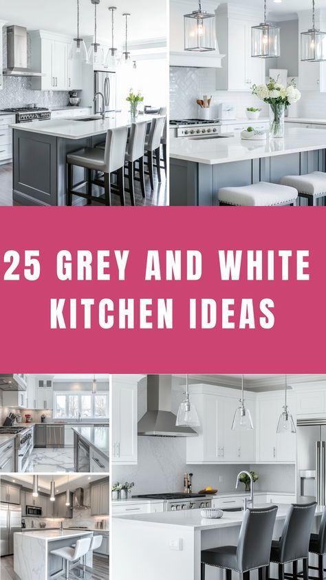 25 modern grey and white kitchen designs. Backsplash For Gray Kitchen Cabinets, White And Dark Grey Kitchen, White And Gray Kitchen Decor, White And Chrome Kitchen, Grey And White Kitchen Decor, White And Silver Kitchen, Grey And White Kitchen Ideas, Grey And White Kitchen Cabinets, Luxury White Kitchen Design