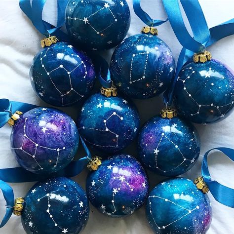 Planet Christmas Ornaments, Guardians Of The Galaxy Christmas Tree, Solar System Ornaments, Galaxy Ornaments Diy, Galaxy Christmas Ornaments, Zodiac Christmas Ornaments, Planet Ornaments Diy, Christmas Decor Ornaments, Space Theme Christmas Tree