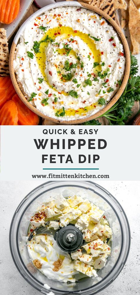 Feta Dipping Sauce, Creamy Whipped Feta Dip, Easy Whipped Feta Dip, Easy Feta Dip, Creamy Feta Dip, Pita Dip, Whipped Feta Dip, Fit Mitten Kitchen, Feta Recipes