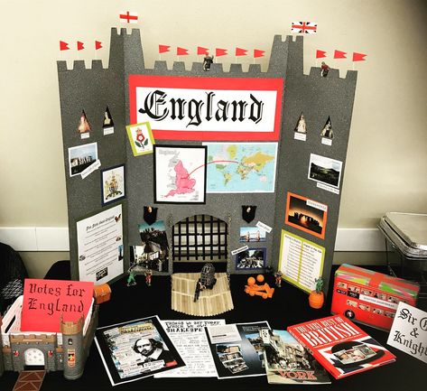 English Book Project Ideas, England School Project, Heritage Fair Project Board, Cultural Fair Ideas, Culture Fair Ideas, English Fair Ideas, English Exhibition Ideas For School, Tri Fold Poster Board Ideas, History Fair Boards