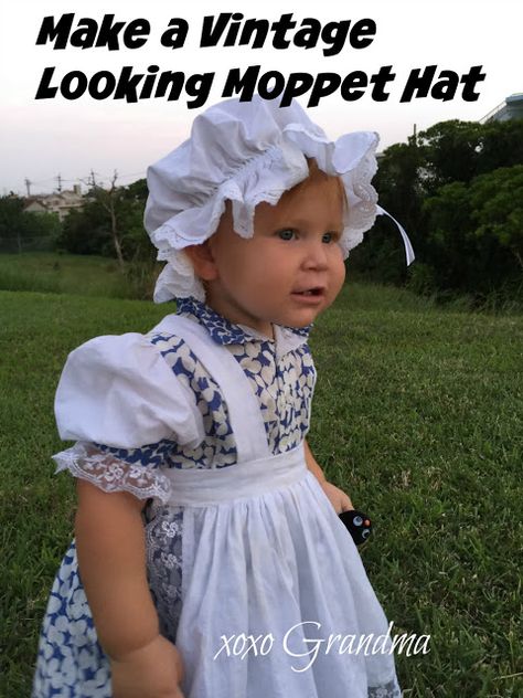 xoxo Grandma: Free pattern & simple tutorial to Make a Vintage Looking Moppet Hat Folkloric Dress, Elizabeth Grace, Hat Sewing Pattern, Sewing Baby Clothes, Diy Costumes Kids, American Girl Doll Clothes Patterns, Hat Patterns To Sew, Types Of Hats, Cap Patterns