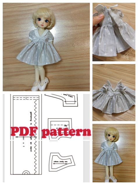 This item is a PDF Pattern  Clothes pattern for  YOSD or other 1/6 BJD dolls (about 27-30cm tall) with similar size You can change printing scaling to make the patterns fit dolls in other sizes  YOSD Doll Mearsurements for reference: height:26.5cm,  arm length:7.5cm  bust size: 13.5cm waist size:11.8cm hip size:19cm Fabric Requirement :  Cotton Fabric Skill Requirement:  basic knowledge of machine sewing Please feel free to contact me if you have questions during making this item After purchasin Lapel Collar Dress, Pattern Clothes, Doll Plushies, Doll Clothes Patterns Free, Basic Knowledge, Clothing Patterns Free, Clothes Pattern, Machine Sewing, Doll Tutorial