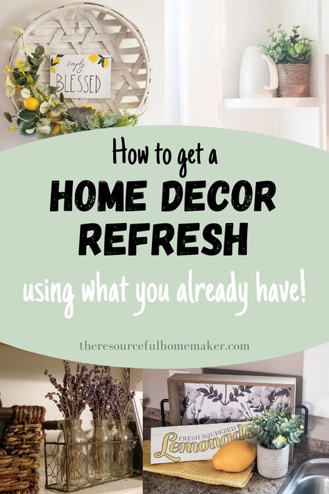 Home Decor Transformation, Fresh Home Decor Ideas, Using What You Have Decorating, How To Redecorate Your Home, Spring Refresh Home, Use What You Have Decorating, Home Refresh Ideas, Cheap Hacks, Refresh Home