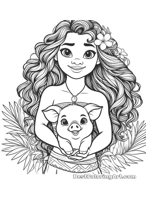 Moana Coloring Pages - the best coloring pages for kids! Download and print your favorite Moana coloring pages for free! Includes Maui, Hei Hei, Pua, Tamatoa, and more! Perfect for kids of all ages. #Moana #MoanaColoringPages #Disney #ColoringPages Moana Coloring Sheets, Coloring Pages Barbie, Moana And Pua, Moana Drawing, Pua Pig, Moana Coloring, Merry Christmas Coloring Pages, Girls Coloring Pages, Avengers Coloring Pages