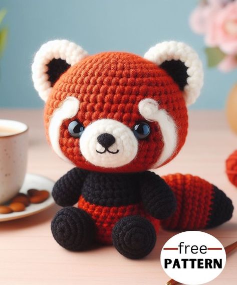 Red Panda Amigurumi Pattern Crochet Red Panda, Amigurumi Pattern Free, Crochet Bag Pattern Tote, Crochet Dragon Pattern, Baby Cardigan Knitting Pattern Free, Panda Panda, Knitting Patterns Free Scarf, Crochet Chicken, Crochet Cat Pattern