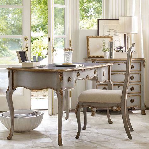 If you’re looking for a pretty French desk at a reasonable price, this shopping guide offers 18 affordable options with great style and French attitude. #frenchdecorelegant Country Office, French Desk, French Country Bathroom, French Country Furniture, French Country Bedrooms, French Country Kitchens, Country Bedroom, Distressed Furniture, French Cottage