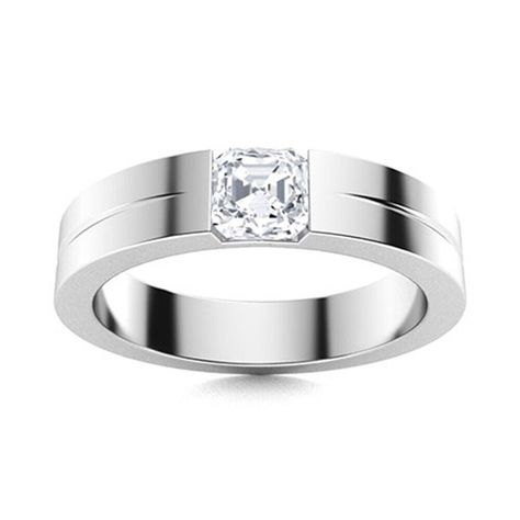 Certified 0.40 Carat Real Lab Created CVD Diamond Men's Band 950 Platinum 5.5 MM Ring With Emerald, Lab Created Diamond Rings, Black Gold Ring, Cvd Diamond, Vs Diamond, Asscher Cut, Silver Engagement Rings, Platinum Metal, Engagement Rings For Men