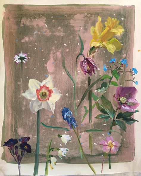 Flora Roberts (@flora.roberts) • Instagram photos and videos Flora Roberts, Record Painting, Chicken Art, Visual Diary, Single Flower, Silk Screen, Botanical Art, Decorative Painting, Garden Art