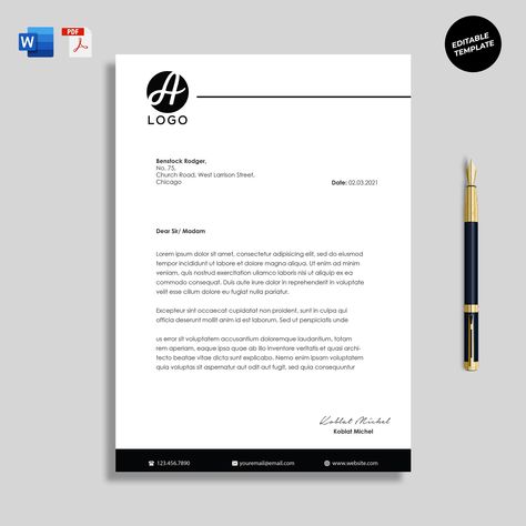 Interior Design Logo Inspiration, Letterhead Design Inspiration, Letterhead Examples, Professional Letterhead Template, Company Letterhead Template, Professional Letterhead, Company Letterhead, Portfolio Design Layout, Business Card Modern