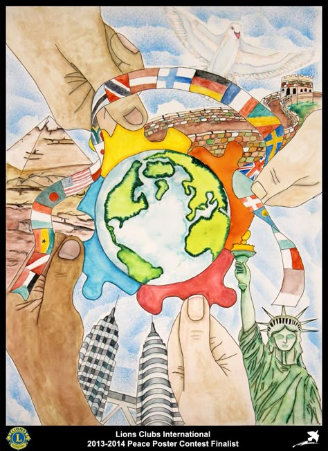 Finalist from Michigan, USA (Troy Community Lions Club) - 2013-2014 Peace Poster Contest Poster About Community, Cultivating A Culture Of Peace Poster, Peace Drawing Ideas, World Peace Art, Troy Community, Poster Community, Save Water Drawing, Save Earth Posters, Peace Drawing