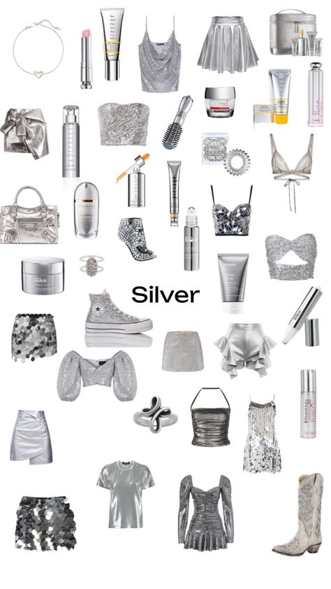 #silver Silver And White Party Outfit, All Silver Outfit, Silver Outfit Party, Silver Party Outfit, Silver Outfit, Bday Dinner, White Party Outfit, Silver Outfits, Taylor Outfits