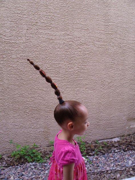 Crazy Hair Day Ponytails, Funny Braids Hairstyles, Crazy Hair Inspiration, Jail Hairstyles, Gross Hair Hairstyles, Crazy Hair Designs, Crazy Long Hairstyles, Weird Hair Styles, Cute Crazy Hair Day Ideas Simple