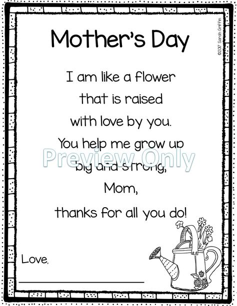 mothers-day-poem-for-kids-example Mothers Day Poems Preschool, Kindergarten Poems, Mothers Day Crafts Preschool, Handprint Poem, Poem Template, Diy Mother's Day Crafts, Mom Poems, Mothers Day Poems, Mother Poems