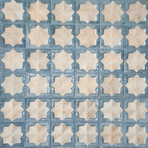 Sultana Celeste Blue Porcelain Tile 12x22 Hotel Ensuite, Large Format Wall Tile, Mediterranean Fireplace, Spanish Tile Backsplash, Unique Tile Backsplash, Blue Porcelain Tile, Geometric Star Pattern, Marble Shower Tile, Moroccan Riad