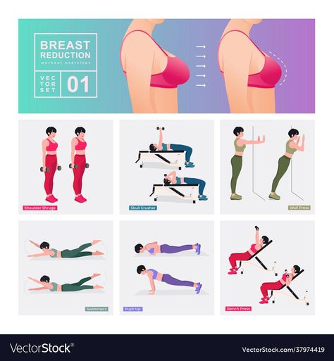 Breast Reduction Exercise, Affirmation Lockscreen, Gym Workout Plan, Gym Workout Plan For Women, Healthy Book, Daily Exercises, Upper Body Workouts, Summer Body Workouts, Breast Workout