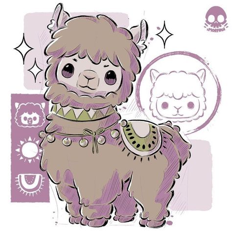 Alpaca Drawing, Llama Drawing, Cute Alpaca, Images Kawaii, Animal Crossing Characters, Cute Laptop Stickers, Cute Kawaii Animals, Cute Animal Drawings Kawaii, Cute Dragons