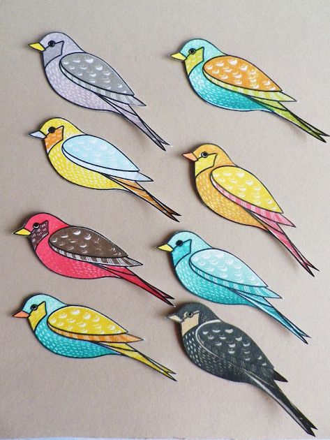 stamping and stitching: Bird Crazy Challenge with Linda Bird Paper Craft, Bird Ideas, Hero Arts Cards, Bird Template, Geometric Origami, Wall Hanging Ideas, Mosaic Birds, Pattern Stamping, Paper Wall Hanging