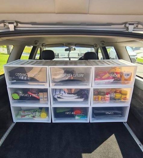 Kmart Caravan Hacks, Kmart Camping Hacks, Car Camping Organization Storage, Camper Trailer Hacks Australia, Caravan Storage Ideas Australia, Kmart Hacks Australia, Camper Trailer Organization, Camping Organisation, Being Unbothered