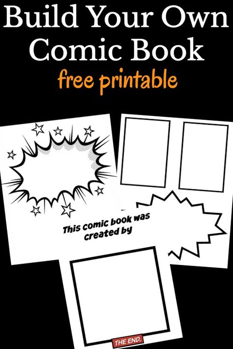 Use this comic book template for kids for lots of fun and creative comic book making. Marvel Activities For Kids, Make Your Own Comic Book, Superhero Week, Comic Book Crafts, Superhero Activities, Comic Book Makeup, Avengers Fanfiction, Comic Book Display, Book And Coffee