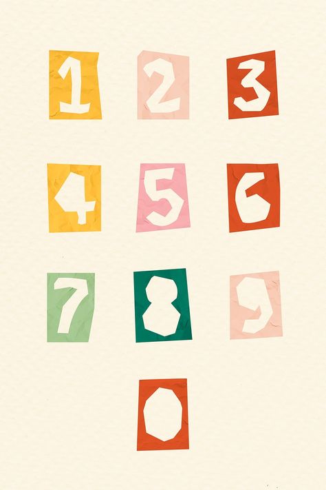 Number paper cut typography psd set | free image by rawpixel.com / NingZk V. Number Aesthetic Font, Number 1 Aesthetic, Scrapbook Numbers, Collage Numbers, Shuffle Stickers, Number Cutouts, Typography Psd, Number Collage, Copy And Paste Fonts