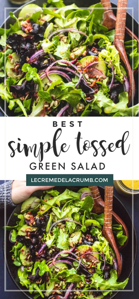 Green Salad Recipes Healthy, Tossed Green Salad, Salads For A Crowd, Side Salad Recipes, Green Salad Recipes, Salad Mixed Greens, Warm Salad, Simple Green Salad, Best Salad Recipes